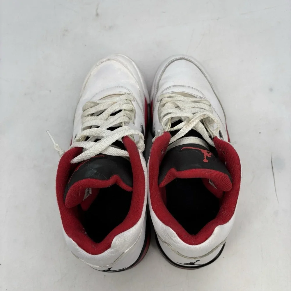 Air Jordan 5 Retro 2016 Low Fire Red Shoes Mens 9 Lace Up White Sneaker Sports